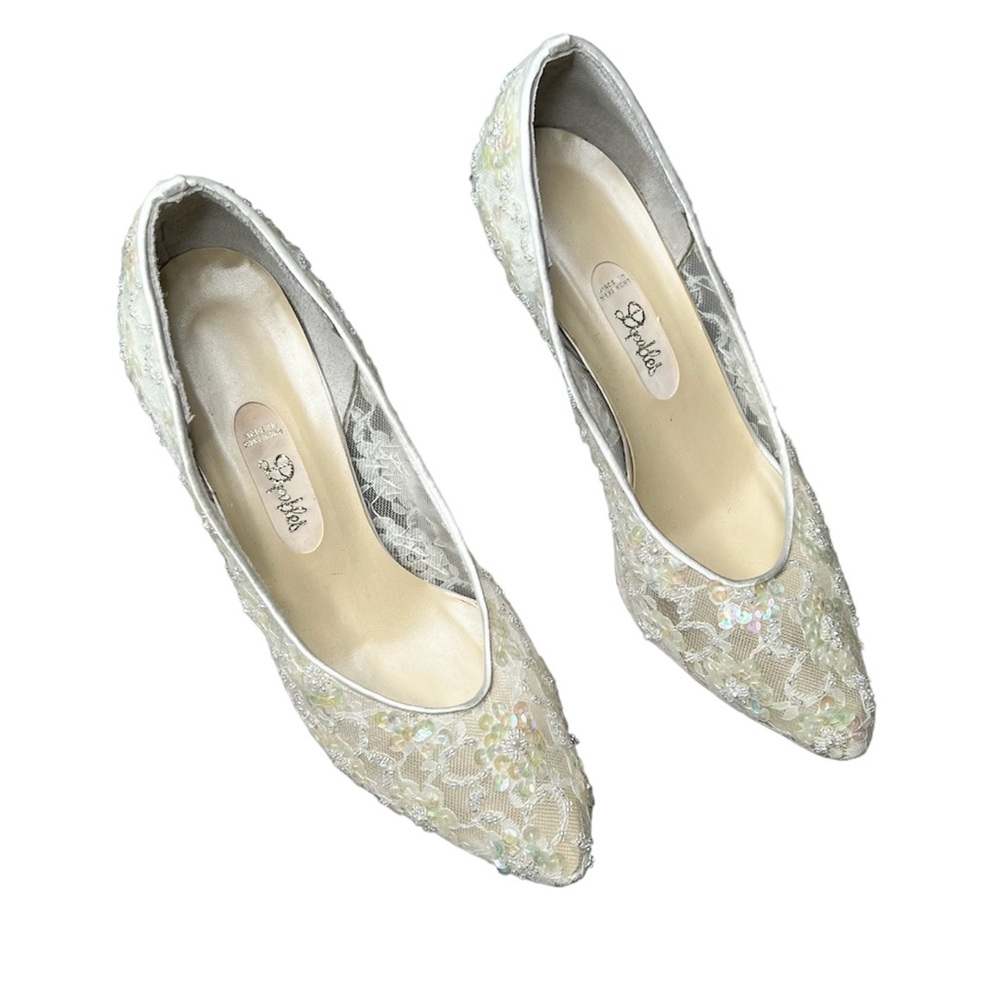 Dyeables Lace Embellished Pumps Heels 7